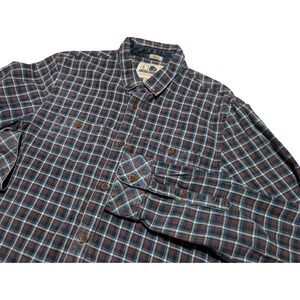 Americanino Mens Slim Fit Plaid Button Down Shirt Blue Brown Large 819B550-001